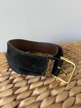 Moschino Black Pony Hair Belt, S-XS